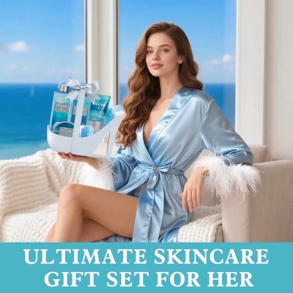 Gift Basket Sets for Women - Ocean Luxury Relaxing Bath and Body Care Sets Mother'S Day for Her, 8 Pcs
