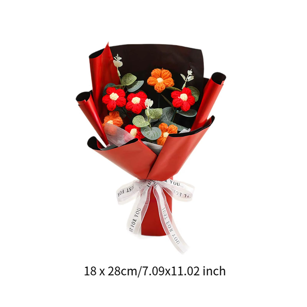Knitted Flower Finished Home Decoration Crochet Flower Bouquet for Teacher’ Day Birthday Anniversary Thanksgiving Day Women