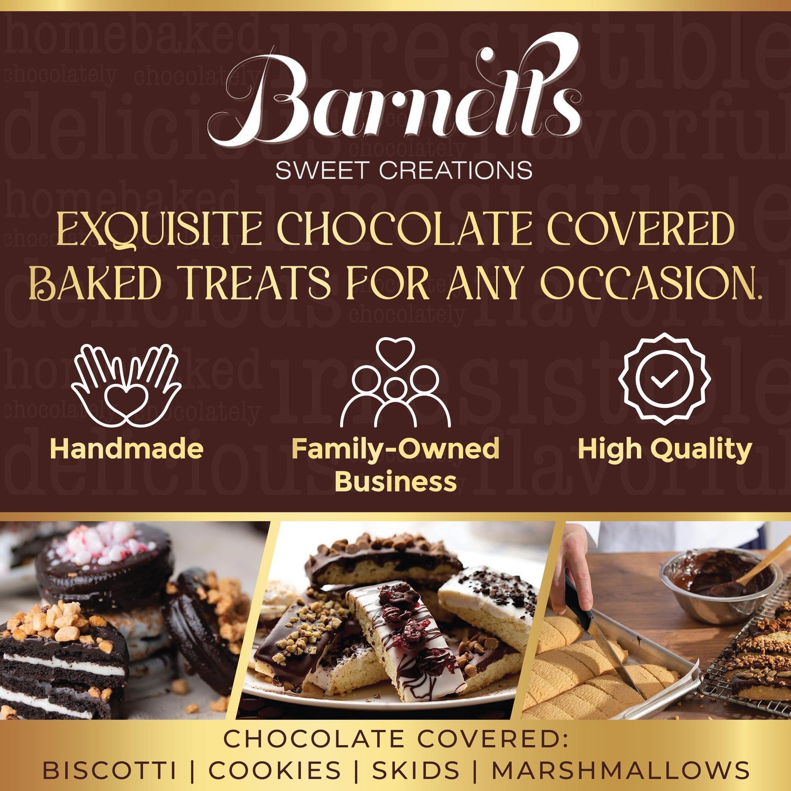 Barnetts Mothers Day Chocolate 24 Biscotti Gift Baskets, Gourmet Cooki