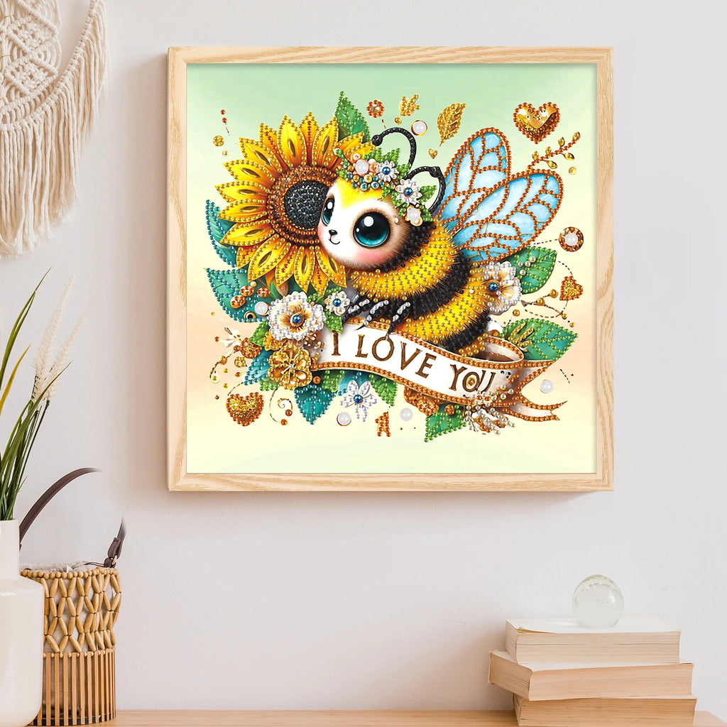 DIY Bee and Flowers 5D Special Shape Diamond Art Kits for Beginners,Diamond Art Painting Kits for Home Wall Decoration Gift