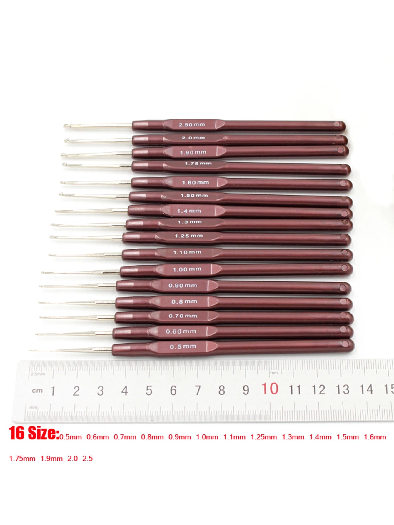 Crochet Hook Set of 16 Plastic Handle Crochet Hooks Handle Knitting Needles Set Crochetings Knittings 0.5Mm-2.5Mm