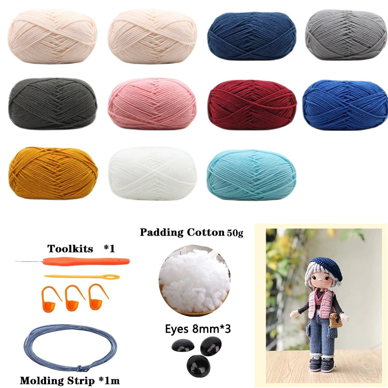 Handmade Crochet Girls Crochet Amigurumi Dolls Hook Material Set Knitting Yarn for Home Accessories Pattern Craft Toy Ornaments