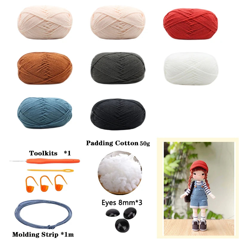 Handmade Crochet Girls Crochet Amigurumi Dolls Hook Material Set Knitting Yarn for Home Accessories Pattern Craft Toy Ornaments