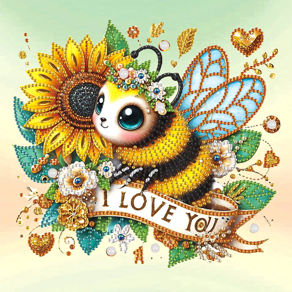 DIY Bee and Flowers 5D Special Shape Diamond Art Kits for Beginners,Diamond Art Painting Kits for Home Wall Decoration Gift