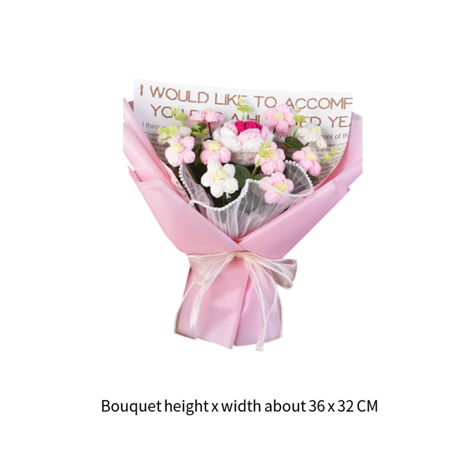 Knitted Flower Finished Home Decoration Crochet Flower Bouquet for Teacher’ Day Birthday Anniversary Thanksgiving Day Women