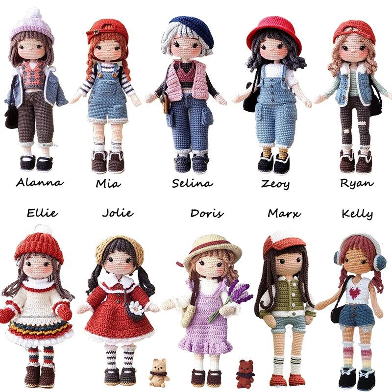 Handmade Crochet Girls Crochet Amigurumi Dolls Hook Material Set Knitting Yarn for Home Accessories Pattern Craft Toy Ornaments