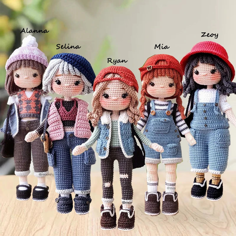Handmade Crochet Girls Crochet Amigurumi Dolls Hook Material Set Knitting Yarn for Home Accessories Pattern Craft Toy Ornaments