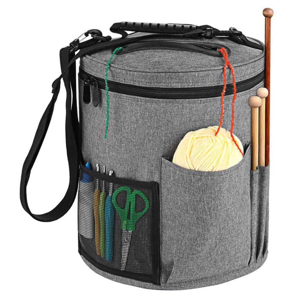 Large Capacity Crochet Bag Portable Yarn Organizer Knitting Tote Storage Bag with Shoulder Strap for Yarn, Hooks, Needles