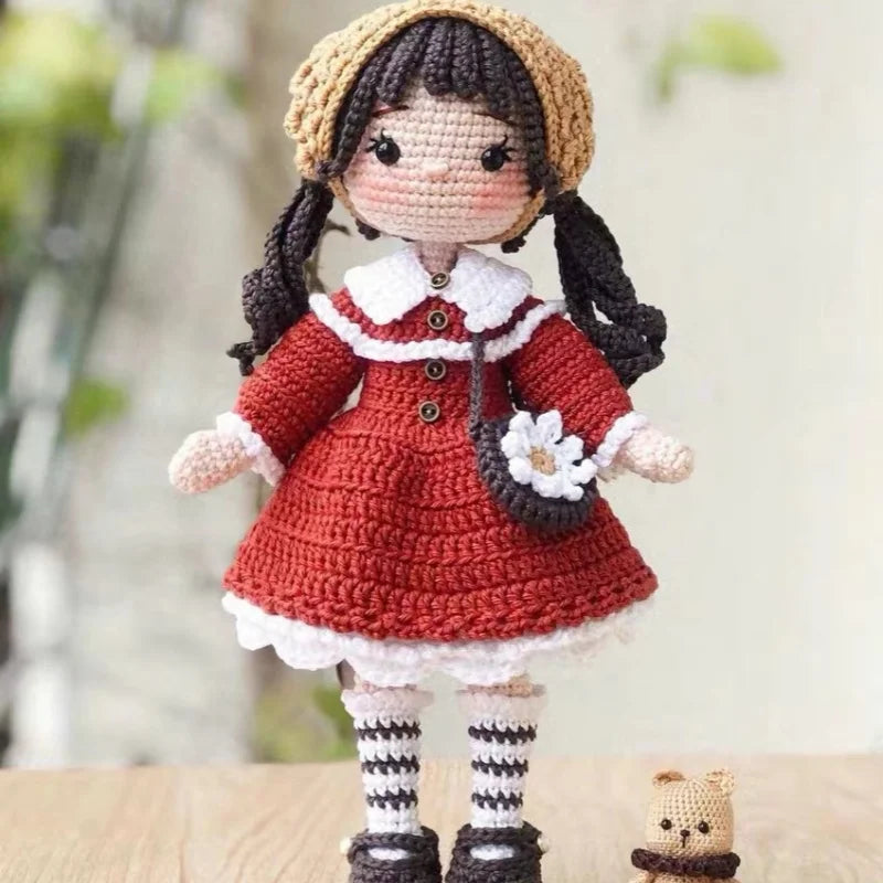 Handmade Crochet Girls Crochet Amigurumi Dolls Hook Material Set Knitting Yarn for Home Accessories Pattern Craft Toy Ornaments