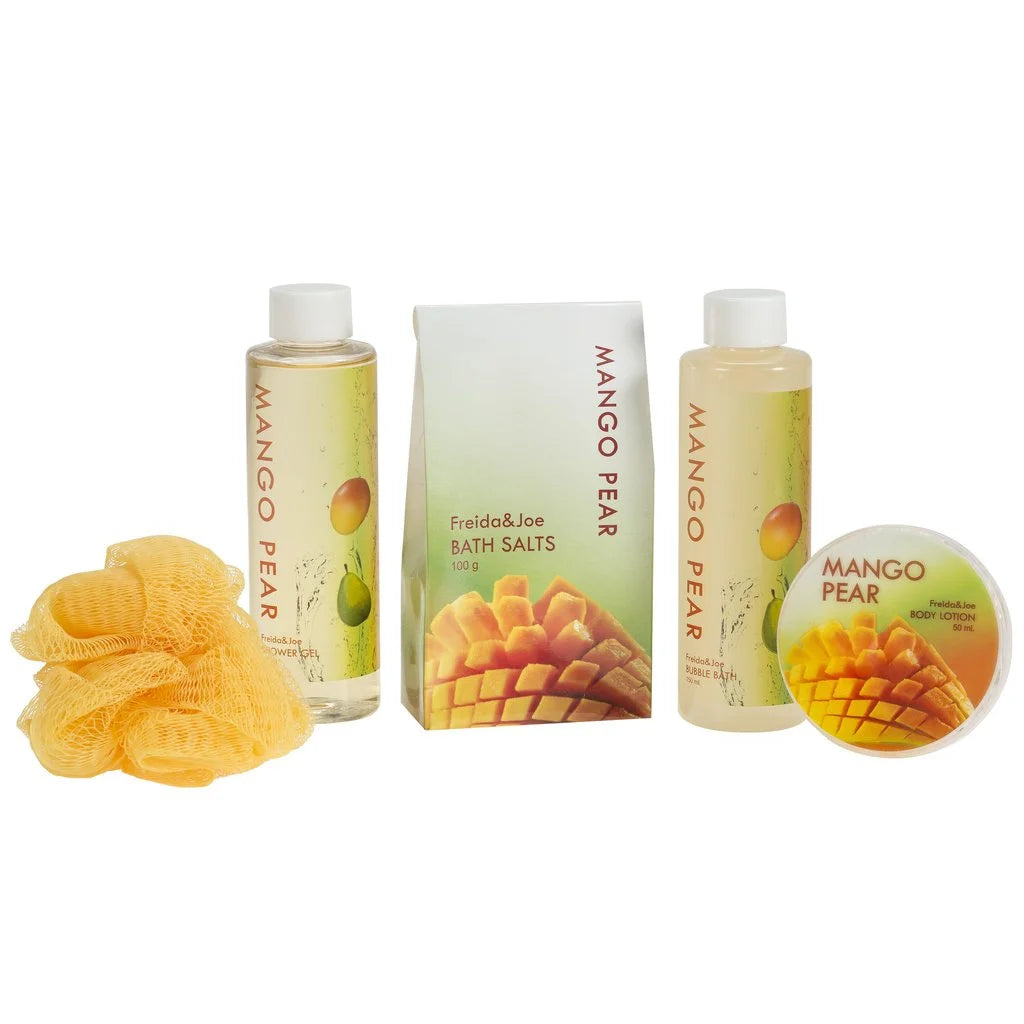 Freida & Joe Tropical Tangy Mango Pears Spa Bath Gift Set - Gift for Her Luxury Gift Baskets Valentines Gift