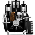 Valentines Beard Kit and Body Care Gifts for Men Sandalwood Spa Gift Baskets Mens Bath and Beard Grooming Kitf or Him Unique Birthday Gifts for Him with Beard Balm Growth Oil Deodorant and More
