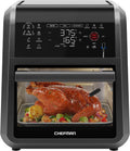 12 Qt. Air Fryer 5 Functions W/ Integrated Smart Thermometer, 28 Presets, Black
