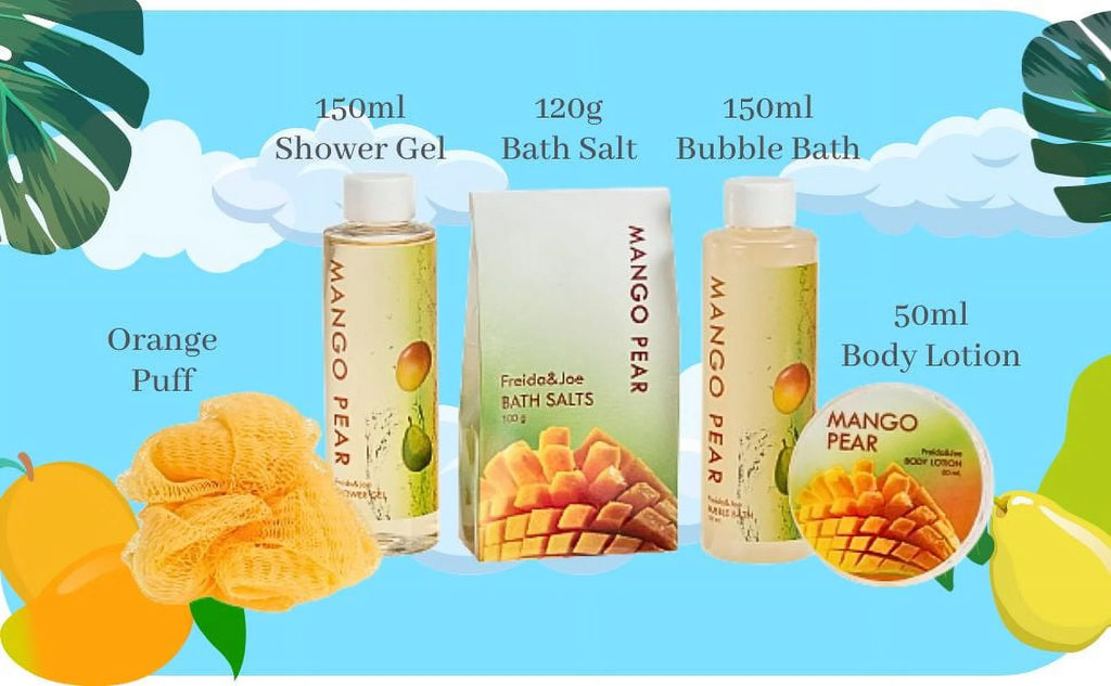 Freida & Joe Tropical Tangy Mango Pears Spa Bath Gift Set - Gift for Her Luxury Gift Baskets Valentines Gift
