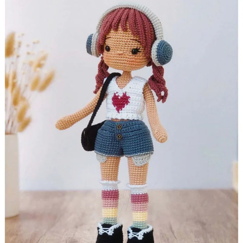 Handmade Crochet Girls Crochet Amigurumi Dolls Hook Material Set Knitting Yarn for Home Accessories Pattern Craft Toy Ornaments