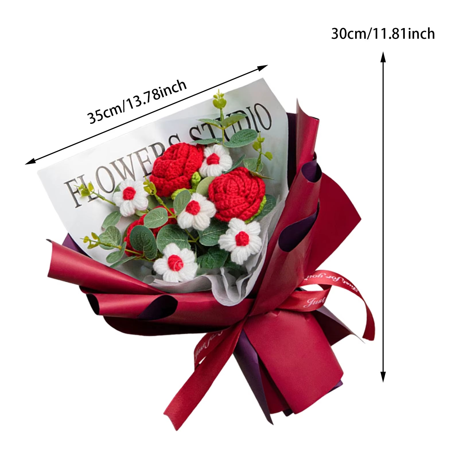 Knitted Flower Finished Home Decoration Crochet Flower Bouquet for Teacher’ Day Birthday Anniversary Thanksgiving Day Women