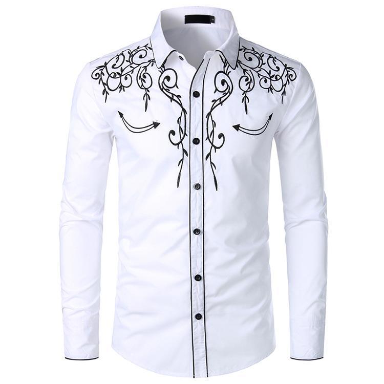 Men's Embroidered Western Style Shirt