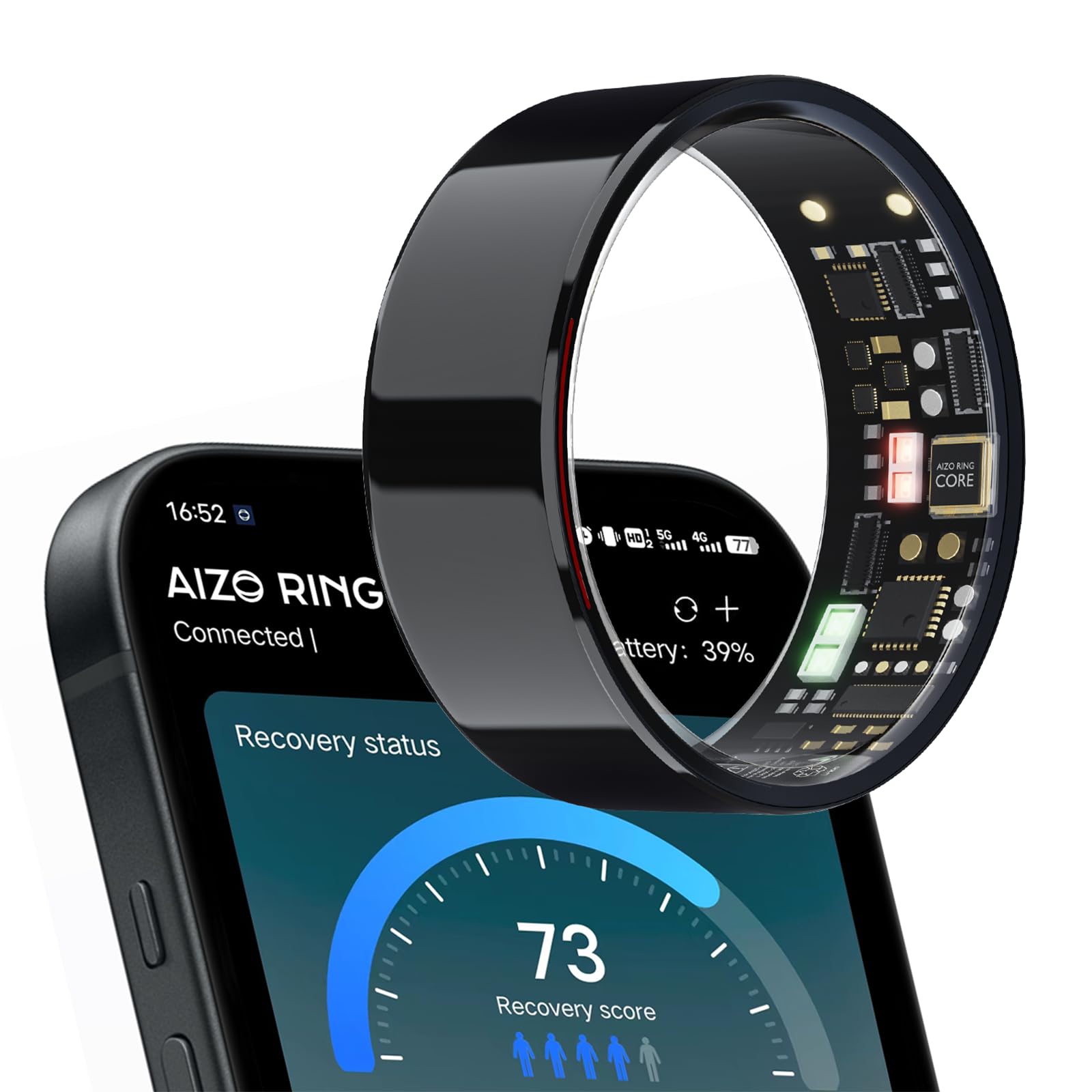 AMZAIZO Smart Ring Health Fitness TrackerSleep&Exercise Monitor Heart RateBlood OxygenTempStepsDistanceCaloriesEvent RemindersAir GesturesSOS5ATM Waterprooffor Android & iOS (8)