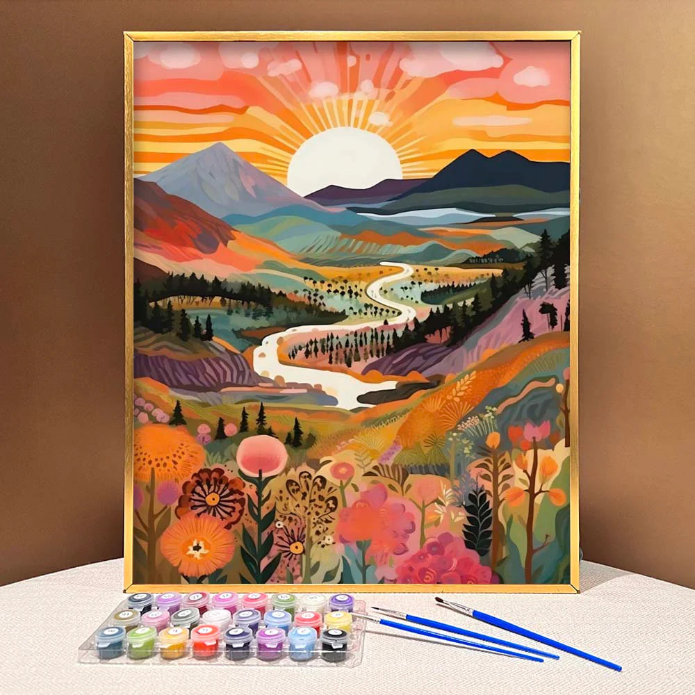 "Colorful Yellowstone" Series by Colourmost™ #06 - 'Zenith' | Original Paint by Numbers (16"X20" / 40X50Cm) | Also Ship to UK, CA, AU, and NZ