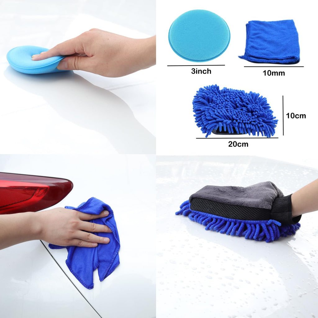 58PS Car Detailing Kit with 3Inch Sanding Disc,Car Detailing Brushes,Car Drill Polishing Kit,Wool Sponge Drill Buffing Pad,Car Drill Buffer Wax Attachment,Car Cleaning Kit for Interior,Exterior,Wheels