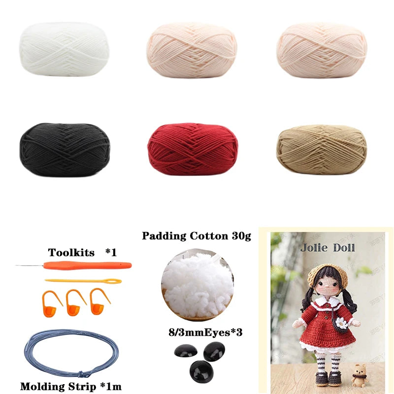 Handmade Crochet Girls Crochet Amigurumi Dolls Hook Material Set Knitting Yarn for Home Accessories Pattern Craft Toy Ornaments