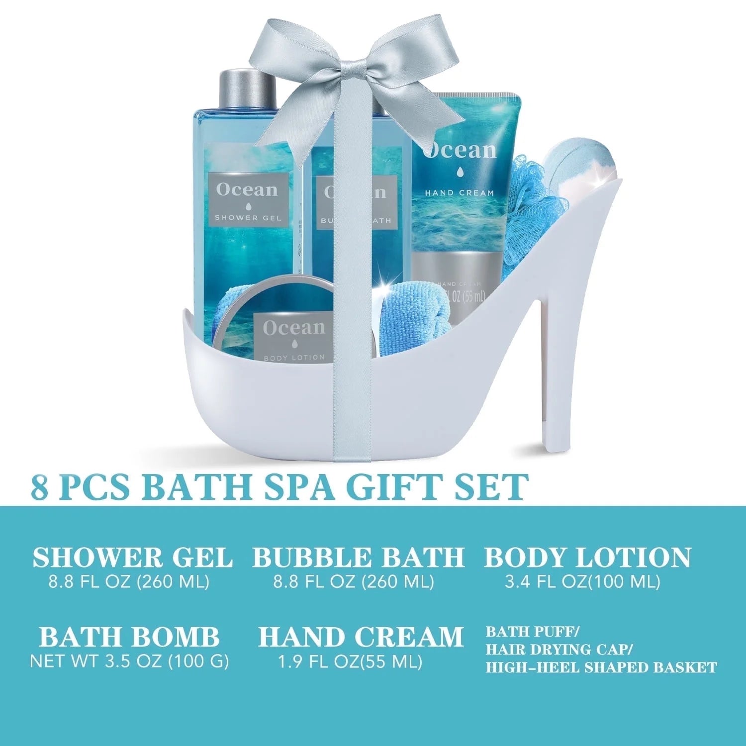 Gift Basket Sets for Women - Ocean Luxury Relaxing Bath and Body Care Sets Mother'S Day for Her, 8 Pcs