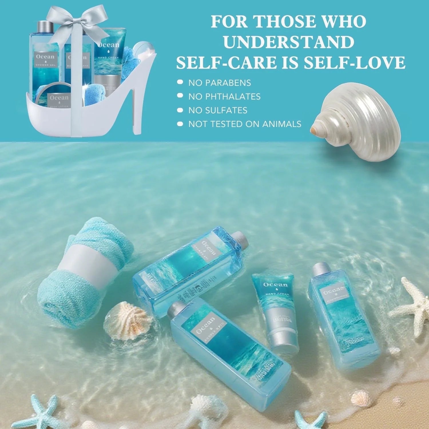Gift Basket Sets for Women - Ocean Luxury Relaxing Bath and Body Care Sets Mother'S Day for Her, 8 Pcs