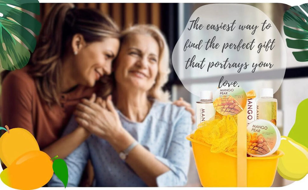 Freida & Joe Tropical Tangy Mango Pears Spa Bath Gift Set - Gift for Her Luxury Gift Baskets Valentines Gift