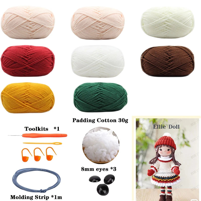 Handmade Crochet Girls Crochet Amigurumi Dolls Hook Material Set Knitting Yarn for Home Accessories Pattern Craft Toy Ornaments