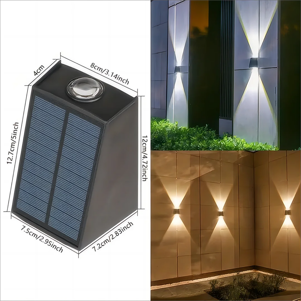 1pc Solar Outdoor Wall Light Garden Decoration Atmosphere Light Villa Garden Waterproof Wall  Up And Down Glow Wall Light