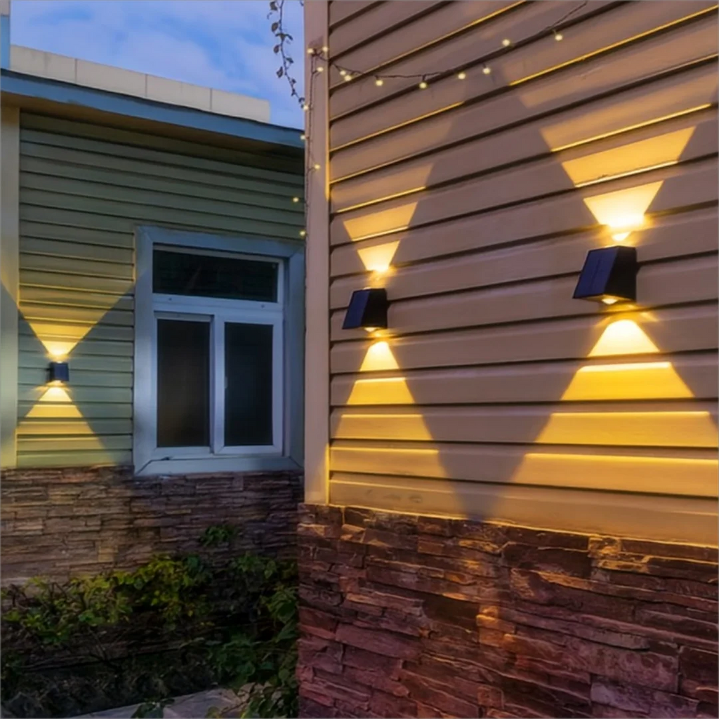1pc Solar Outdoor Wall Light Garden Decoration Atmosphere Light Villa Garden Waterproof Wall  Up And Down Glow Wall Light