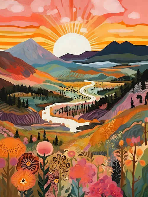 "Colorful Yellowstone" Series by Colourmost™ #06 - 'Zenith' | Original Paint by Numbers (16"X20" / 40X50Cm) | Also Ship to UK, CA, AU, and NZ