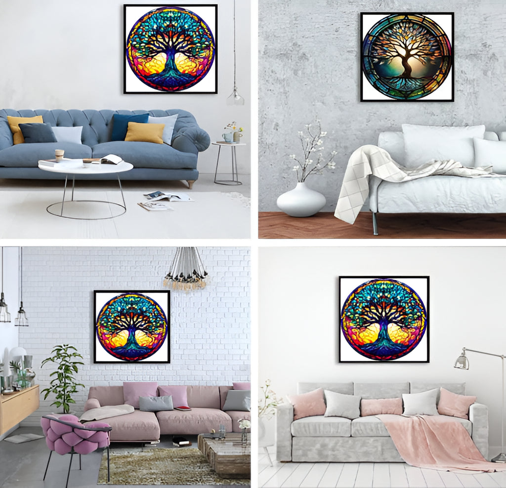 5D Stained Glass Diamond Painting Kits for Adults, Tree of Life Diamond Art Kits