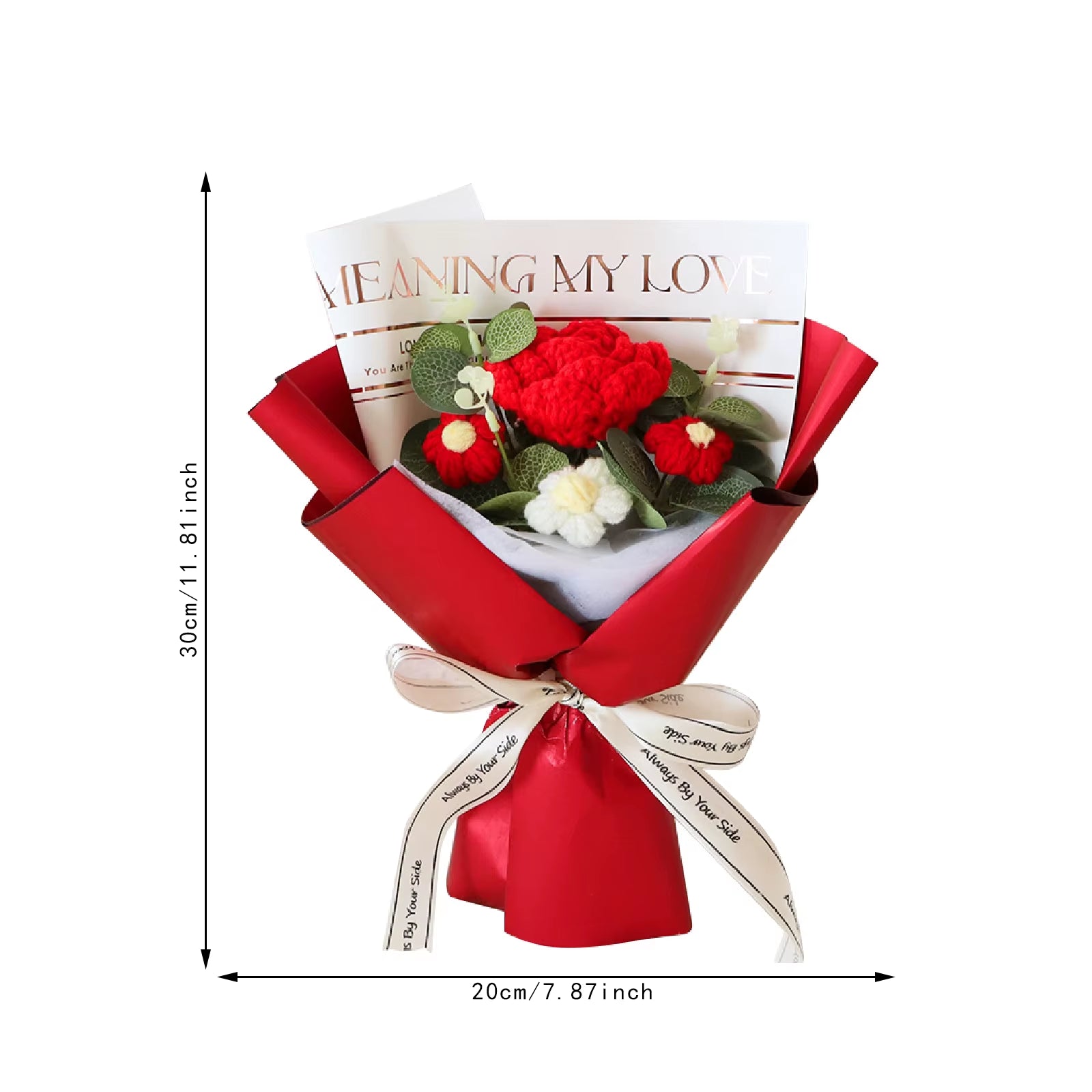 Knitted Flower Finished Home Decoration Crochet Flower Bouquet for Teacher’ Day Birthday Anniversary Thanksgiving Day Women