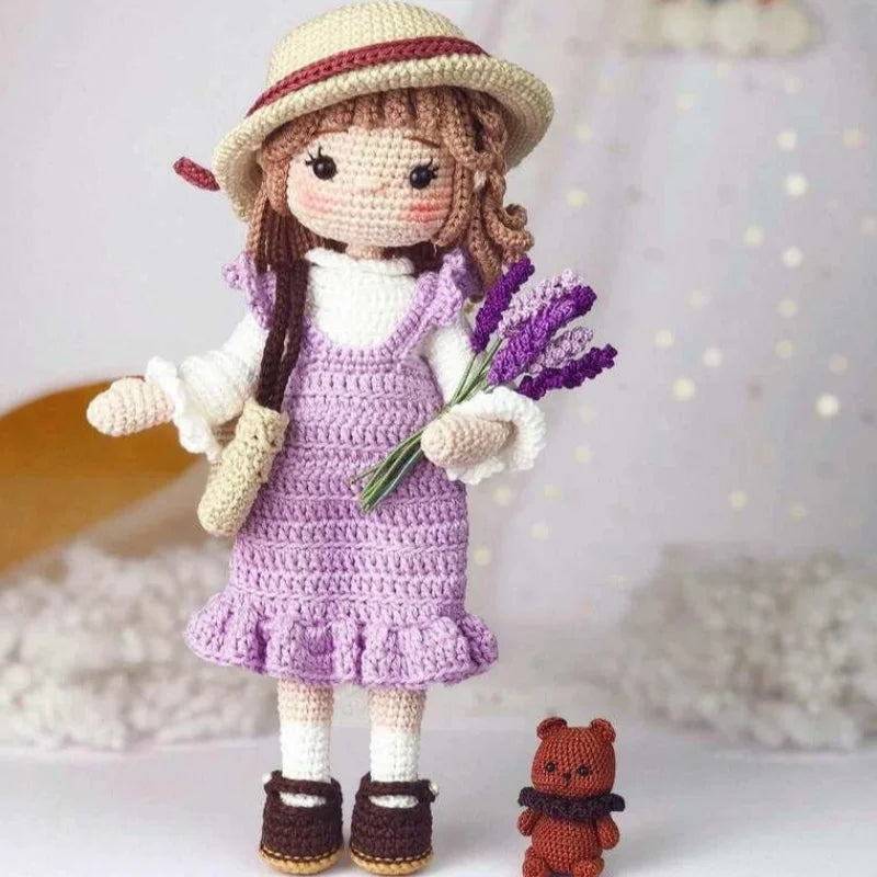 Handmade Crochet Girls Crochet Amigurumi Dolls Hook Material Set Knitting Yarn for Home Accessories Pattern Craft Toy Ornaments