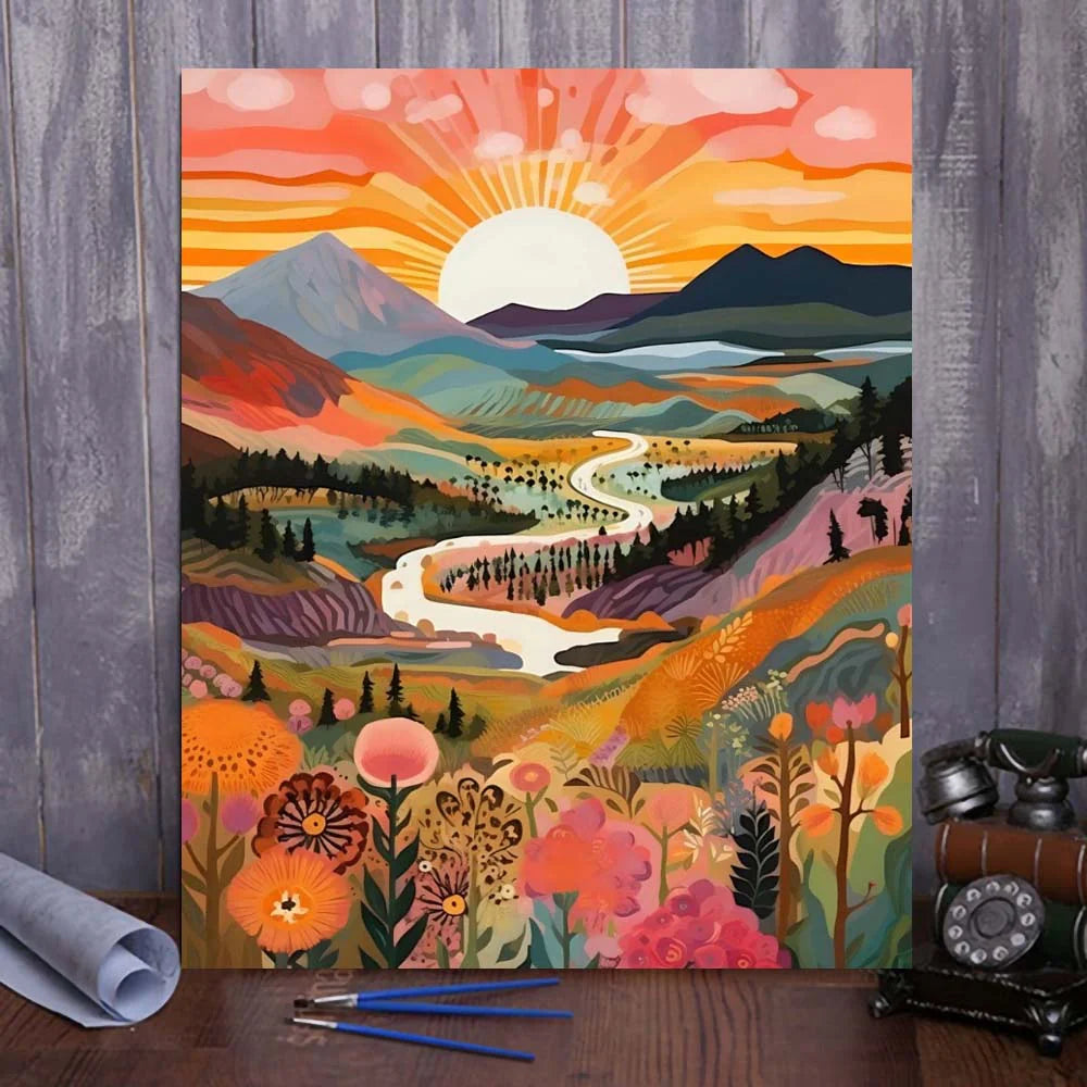 "Colorful Yellowstone" Series by Colourmost™ #06 - 'Zenith' | Original Paint by Numbers (16"X20" / 40X50Cm) | Also Ship to UK, CA, AU, and NZ