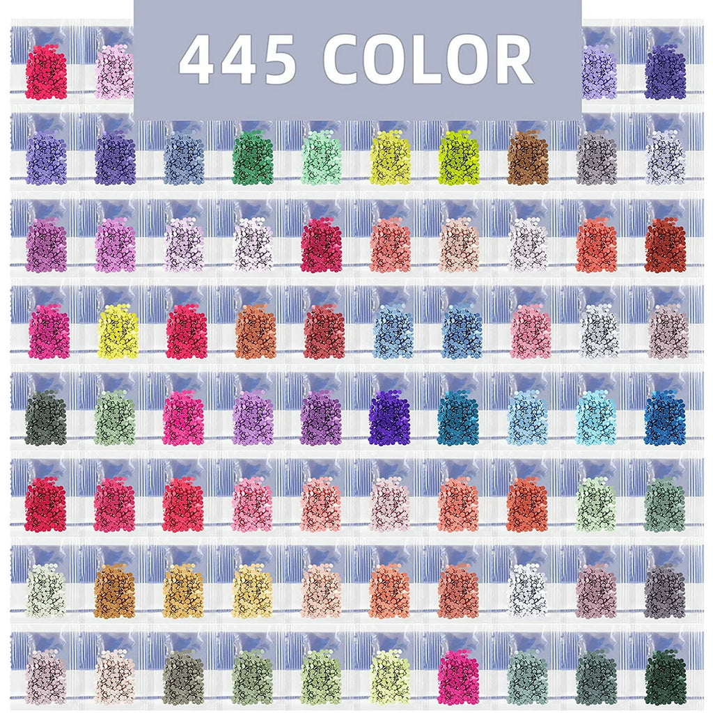 200 PCS round Diamond Drills for Jewelry DIY, 445 Colors Rhinestone Beads per Bag for Diamond Art Crafts