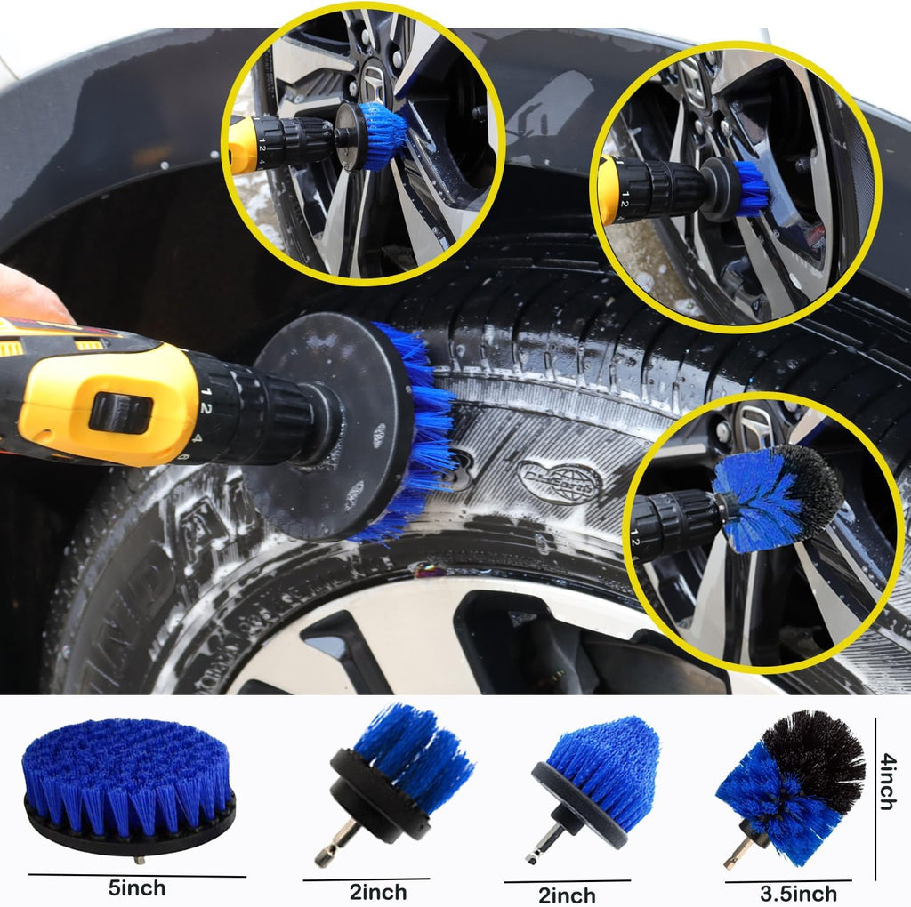 58PS Car Detailing Kit with 3Inch Sanding Disc,Car Detailing Brushes,Car Drill Polishing Kit,Wool Sponge Drill Buffing Pad,Car Drill Buffer Wax Attachment,Car Cleaning Kit for Interior,Exterior,Wheels