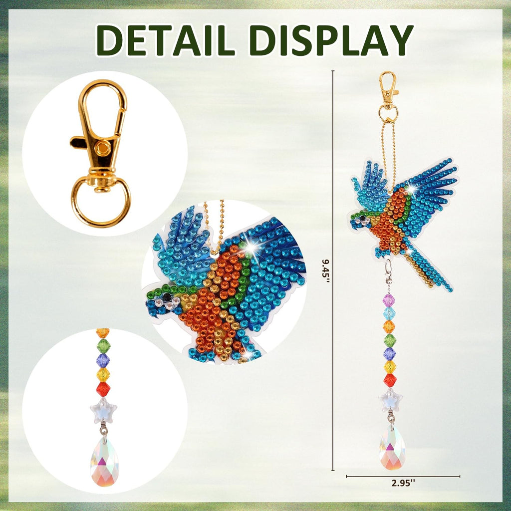 6 Pcs Diamond Painting Wind Chimes Rhinestone Hummingbird Diamond Art Suncatcher