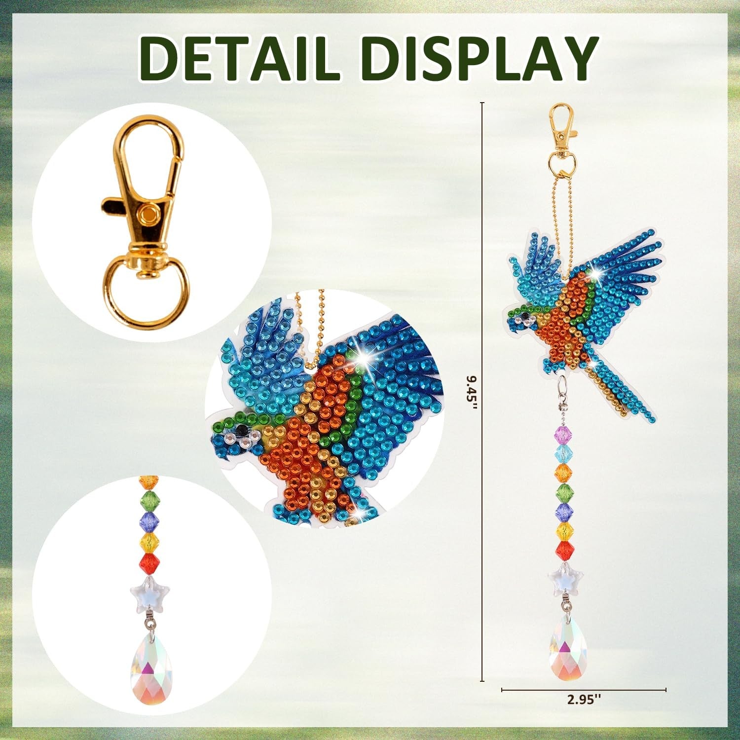 6 Pcs Diamond Painting Wind Chimes Rhinestone Hummingbird Diamond Art Suncatcher
