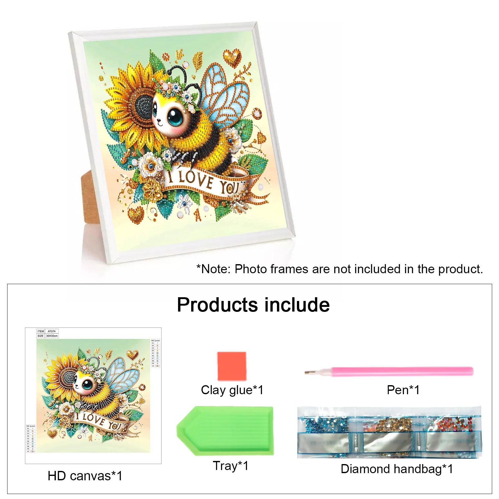 DIY Bee and Flowers 5D Special Shape Diamond Art Kits for Beginners,Diamond Art Painting Kits for Home Wall Decoration Gift