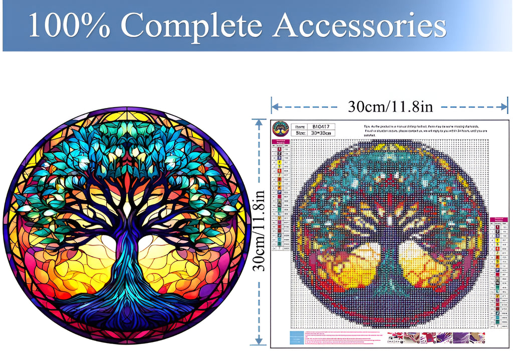 5D Stained Glass Diamond Painting Kits for Adults, Tree of Life Diamond Art Kits