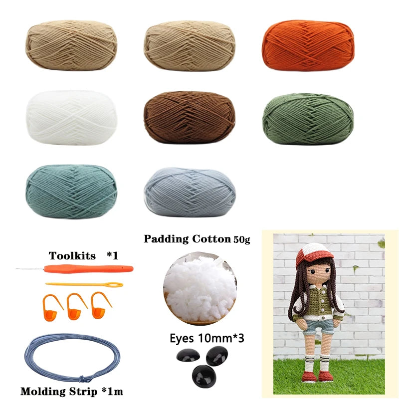 Handmade Crochet Girls Crochet Amigurumi Dolls Hook Material Set Knitting Yarn for Home Accessories Pattern Craft Toy Ornaments