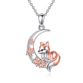 LUHE Fox Necklace Sterling Silver Sterling Silver Moon Pendant Necklace Fox Jewelry Gifts for Women Sister Girlfriend