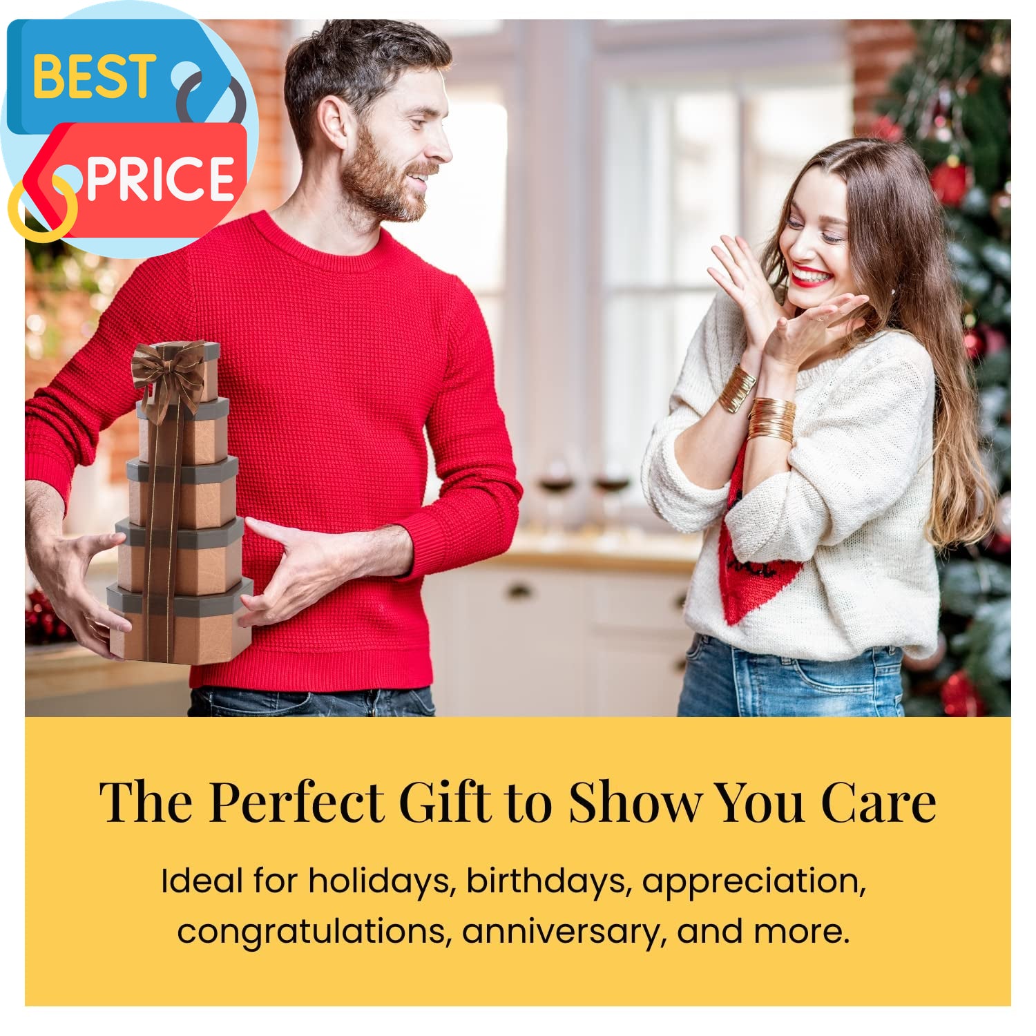 Gourmet Chocolate Food Gift Basket Christmas Holiday Snack Gifts for Families, C